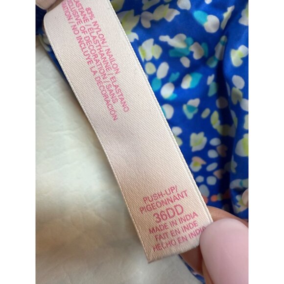 Victoria's Secret 36DD Blue Floral Push-Up Bra Nylon Blend (bin LL146) - Picture 3 of 8